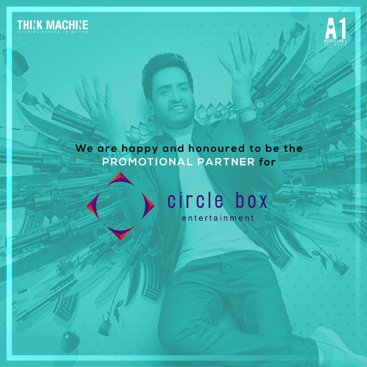 ThinkMachineIn's tweet image. We are happy and honored to associate as Promotional Partner with @circleboxofficial for their 1st production #A1themovie starring @iamsanthanam @TaraAlishaBerry | Directed by #JohnsonK | Music by @Music_Santhosh 
#Thinkmachine #circleboxentertainment #A1 #A1themovie #AccusedNo1