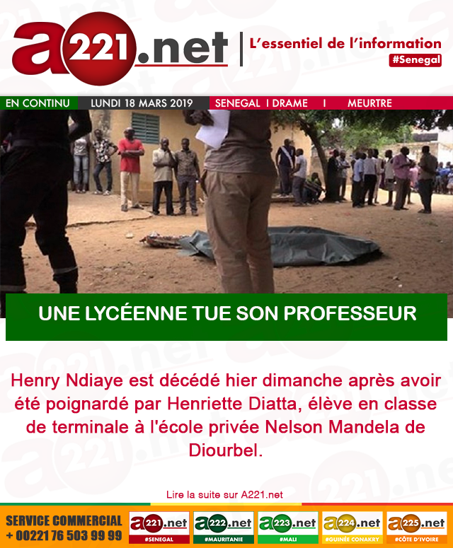 tweetA221's tweet photo. L'essentiel de l'info sur https://t.co/jmfuDYWUPm
#Dakar #Mali #CoteDivoire #Mauritanie #Gambie #Guinée #Afrique
#Actu221 
#Meurtre
#Drame
#Diourbel https://t.co/qzyMAIBi5a