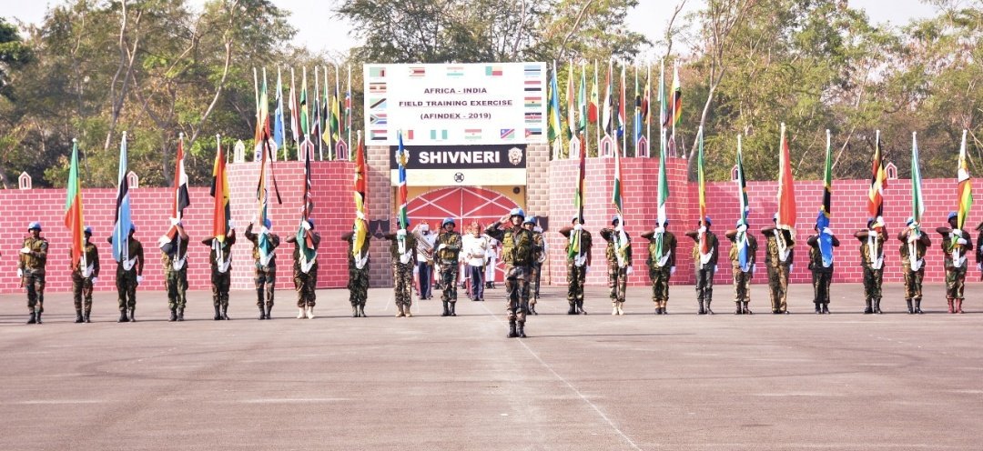 adgpi's tweet image. #AFINDEX The inaugural Africa- India Field Training Exercise - 2019 started with a grand opening #Ceremony at #Pune. Contingents of the 17 #AfricanNations  came together for the Opening Ceremony along with a contingent of #MarathaLightInfantry (Jangi Paltan) representing India.