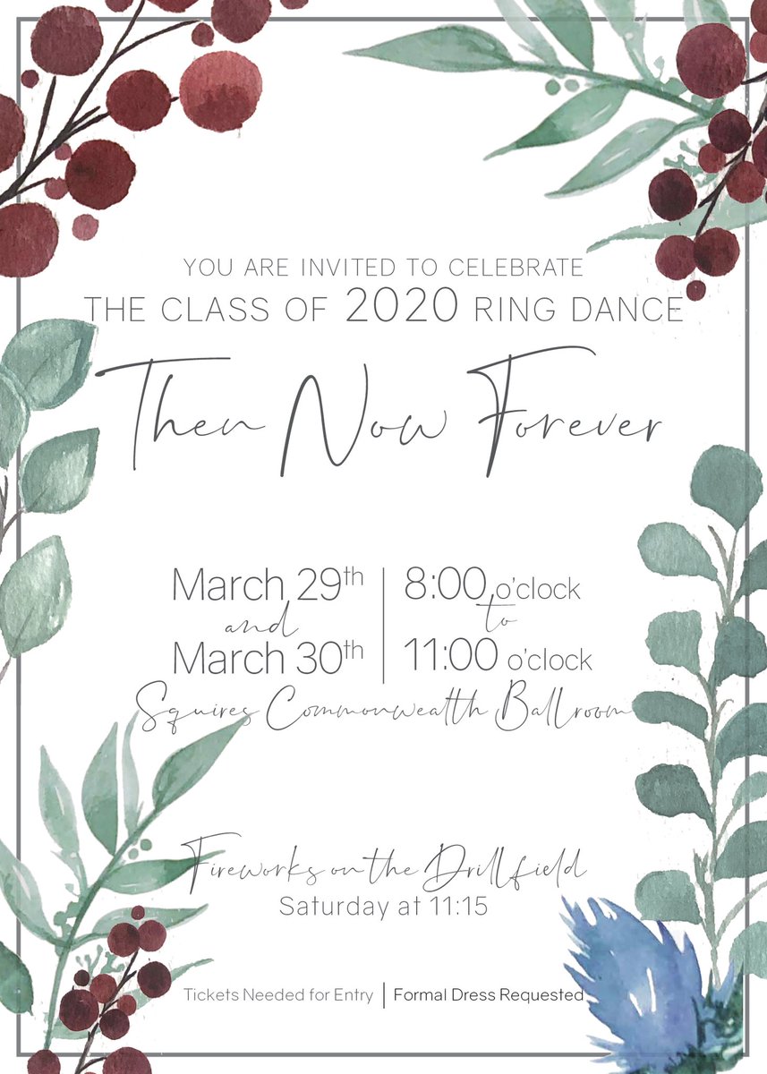 Ring Dance ticket distribution this week at Squires ticket office 12-5 pm! #wearthetradition