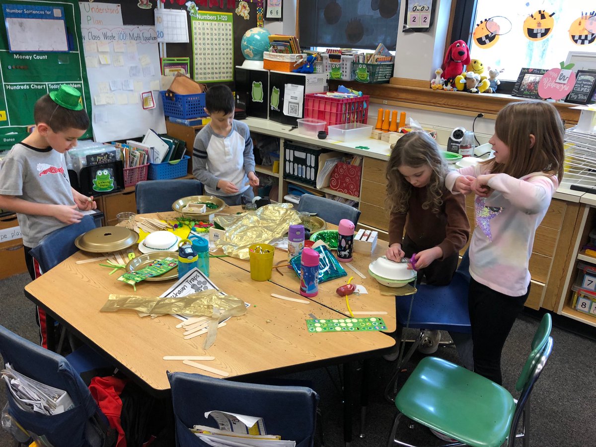MrsBobowski's tweet photo. We worked so hard to create the trickiest leprechaun traps. We waited patiently over the weekend, BUT we discovered a very messy room with NO leprechauns! Just wait until next year, leprechauns!!! 😠#engaged64 #d64smiles https://t.co/CYhagWvwgi