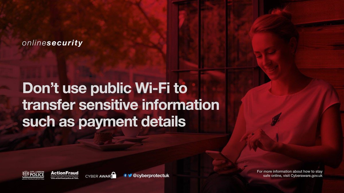 Public Wi-Fi isn't as safe as you think. Criminals can easily intercept your personal data! 📲 Use mobile data services such as 4G instead!