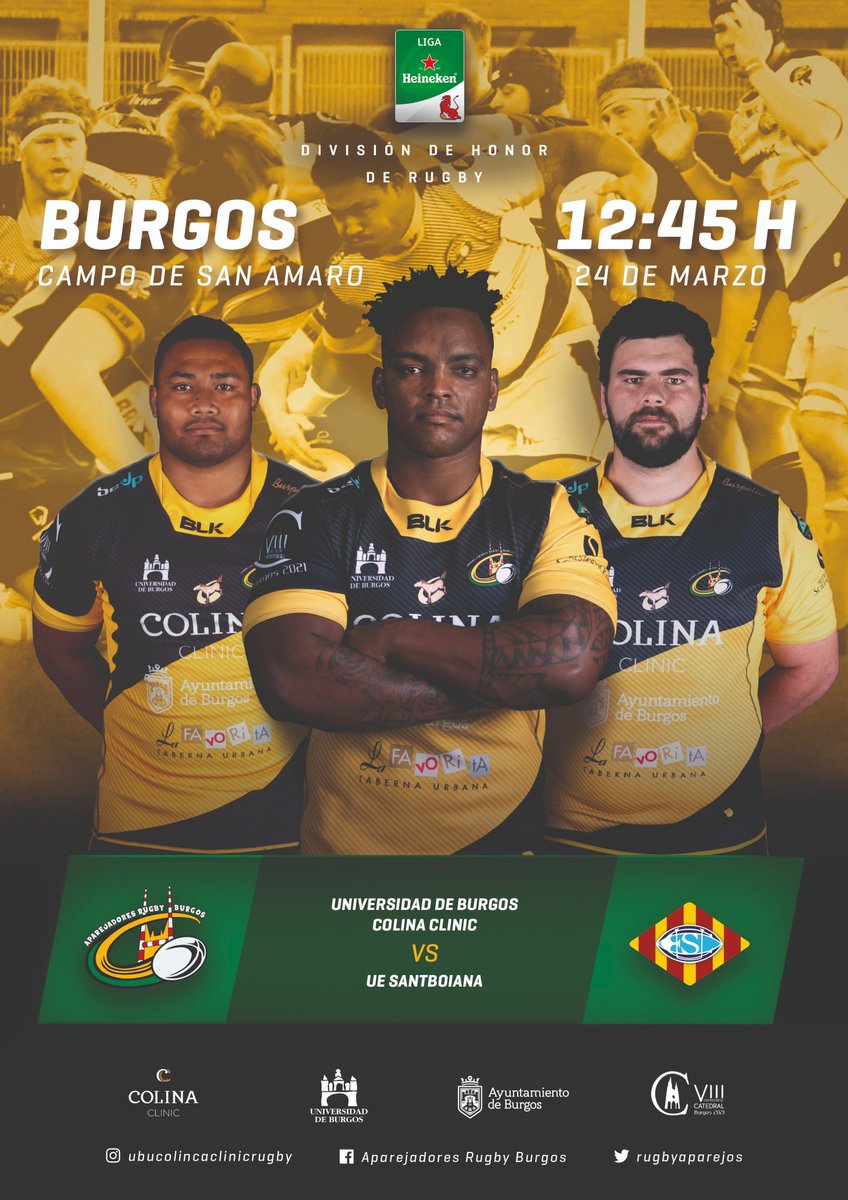 Este domingo vuelve la <a href="/DHFerugby/">División de Honor de Rugby</a> a San Amaro
A las 12:45h recibimos a <a href="/UESantboiana/">U.E. Santboiana</a> en un duelo directo por los playoffs.
Os esperamos. No faltes. #VamosBurgos