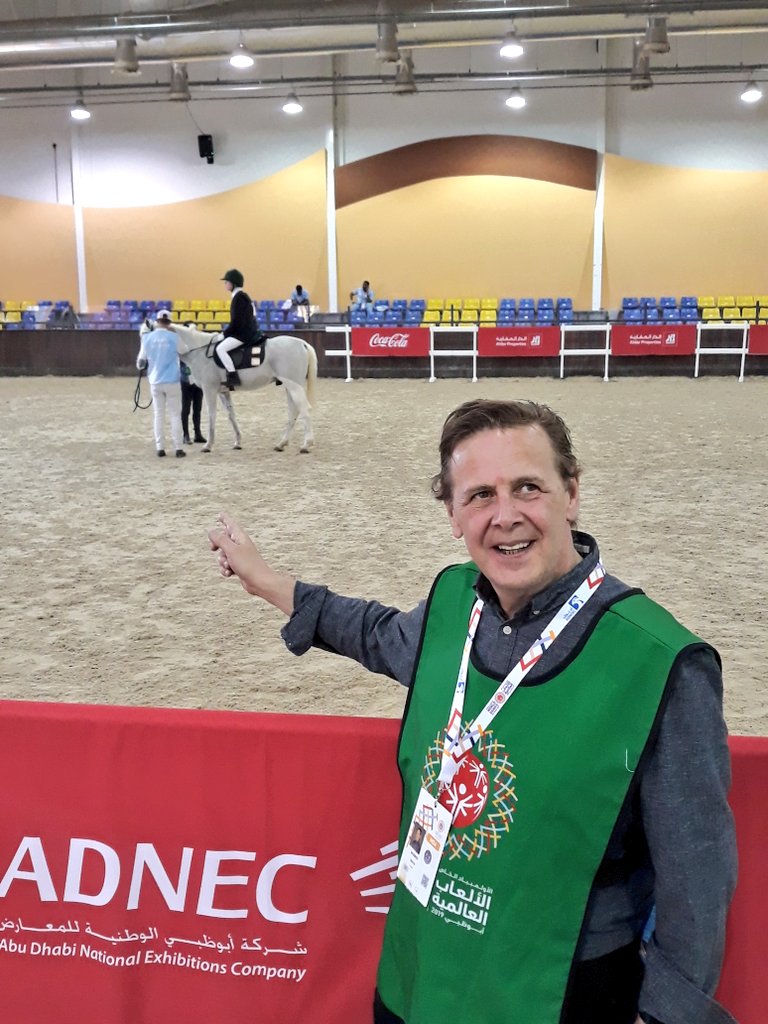 EquestrianSoi's tweet photo. @TodayFM supporting the @soireland Equestrian team today @alforsan_resort Megan &amp; Sally explaining to @IanDempsey what English Equitation is all about! Lee talking about his gold medal for Working Trails #TeamIreland #AbuDhabi2019 #todayfm https://t.co/rePIAgXmQJ