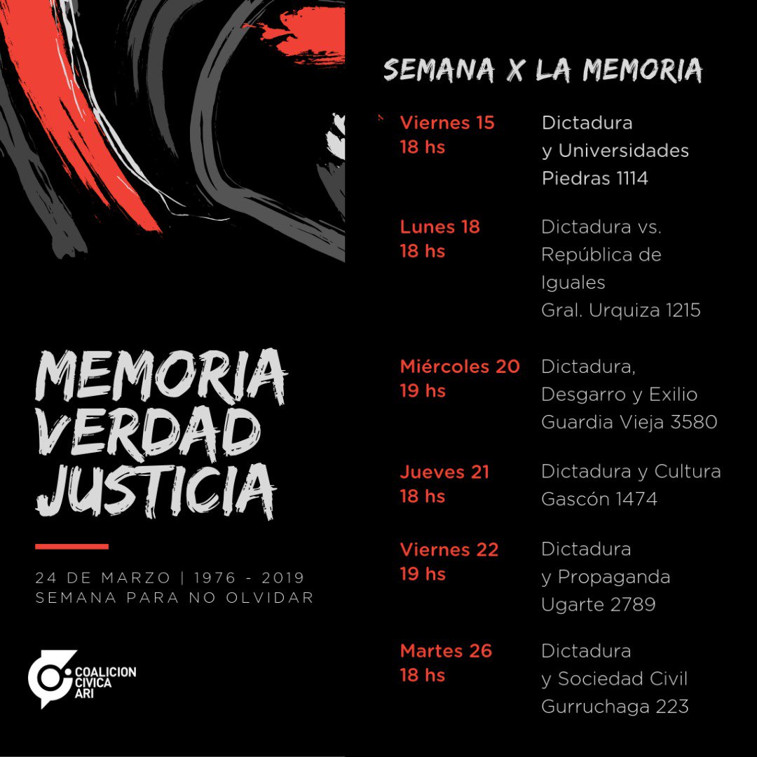 El jueves 21, a las 18, realizaremos una actividad para reflexionar sobre dictadura y cultura, en el marco de la "Semana por la Memoria". Vamos a trabajar sobre cuentos infantiles censurados. #24M #SemanaParaNoOlvidar #DemocraciaParaSiempre