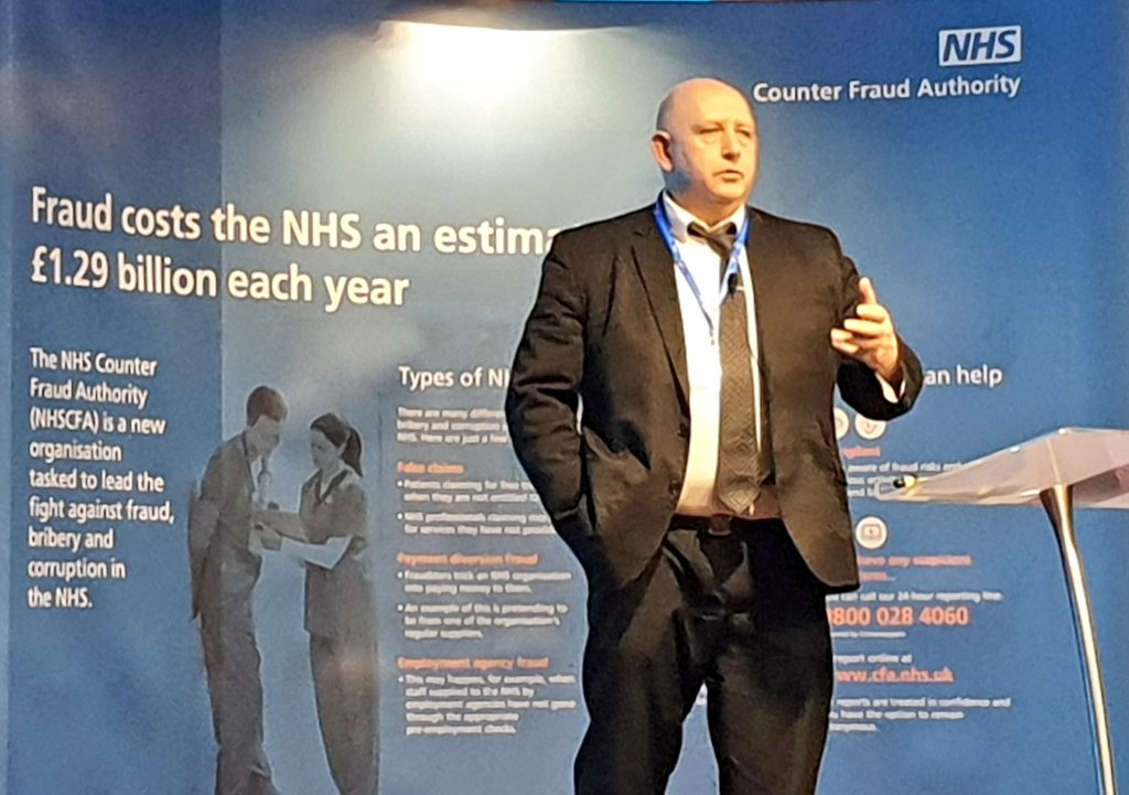 NHSCFA's tweet image. Paul Golightly of the @DHSCgovuk #AntiFraudUnit is now talking about a strategic approach to tackling #NHSFraud.

The #DHSC are the sponsors of the #NHSCFA of our work. 

As Paul says &quot;a friend to challenge our thinking in tackling Fraud in the NHS&quot;.

#NHSCFA19 @DHSCmedia
