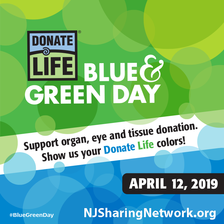 Clara_Maass's tweet photo. We're celebrating National Donate Life Blue & Green Day on Friday, April 12, 2019! On that day, we encourage you to wear blue and green and join us for a day of promoting the success of organ donation and the need for registered donors around the country.
#NJSharingNetwork https://t.co/pONRaAyFGu