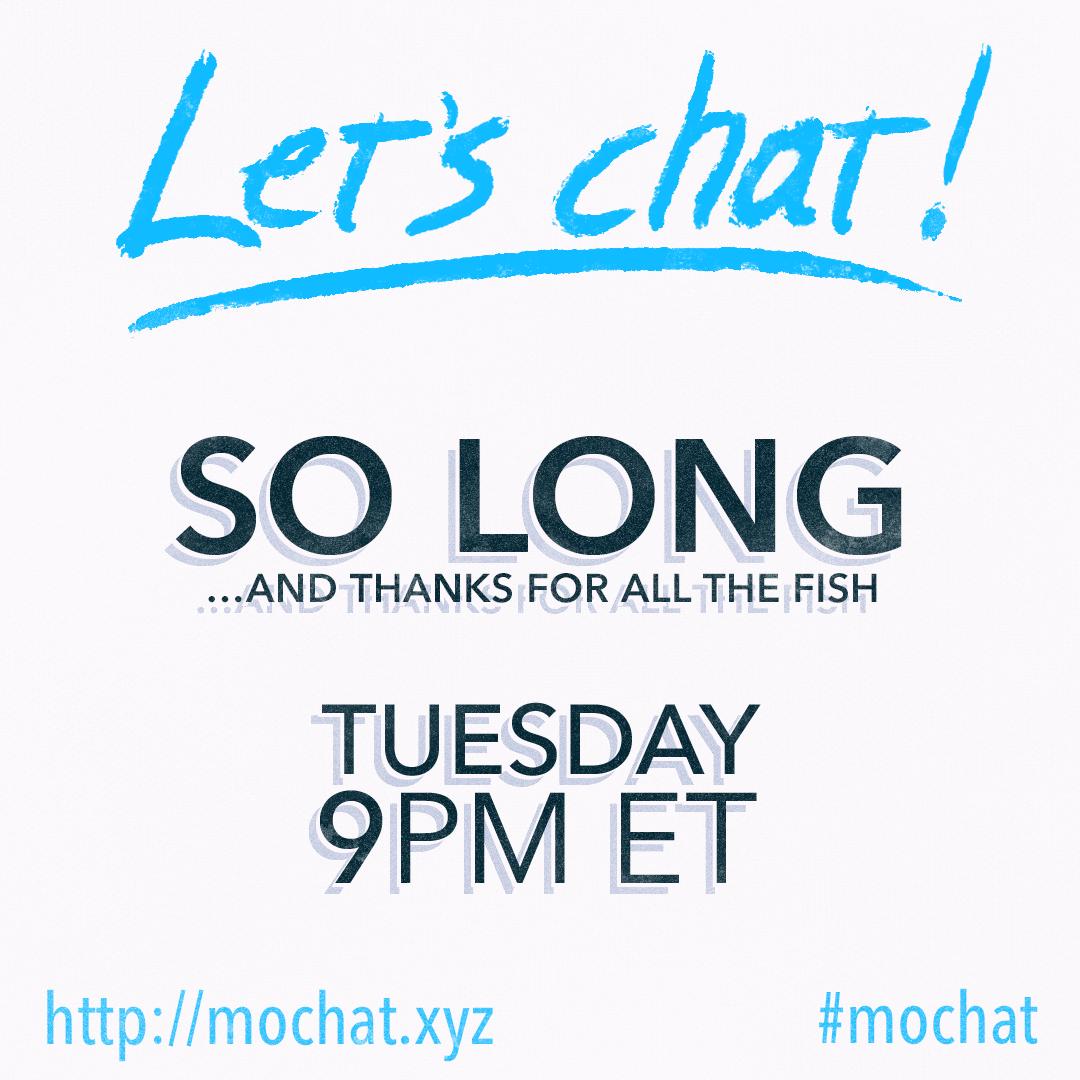 After 300 chats, tomorrow night is the last moderated #mochat. We'll talk about the triumphs and struggles over the last 7 years. Come out and share your stories, experiences, and more tomorrow night! 9PM ET (GMT-4) buff.ly/1UYHeay