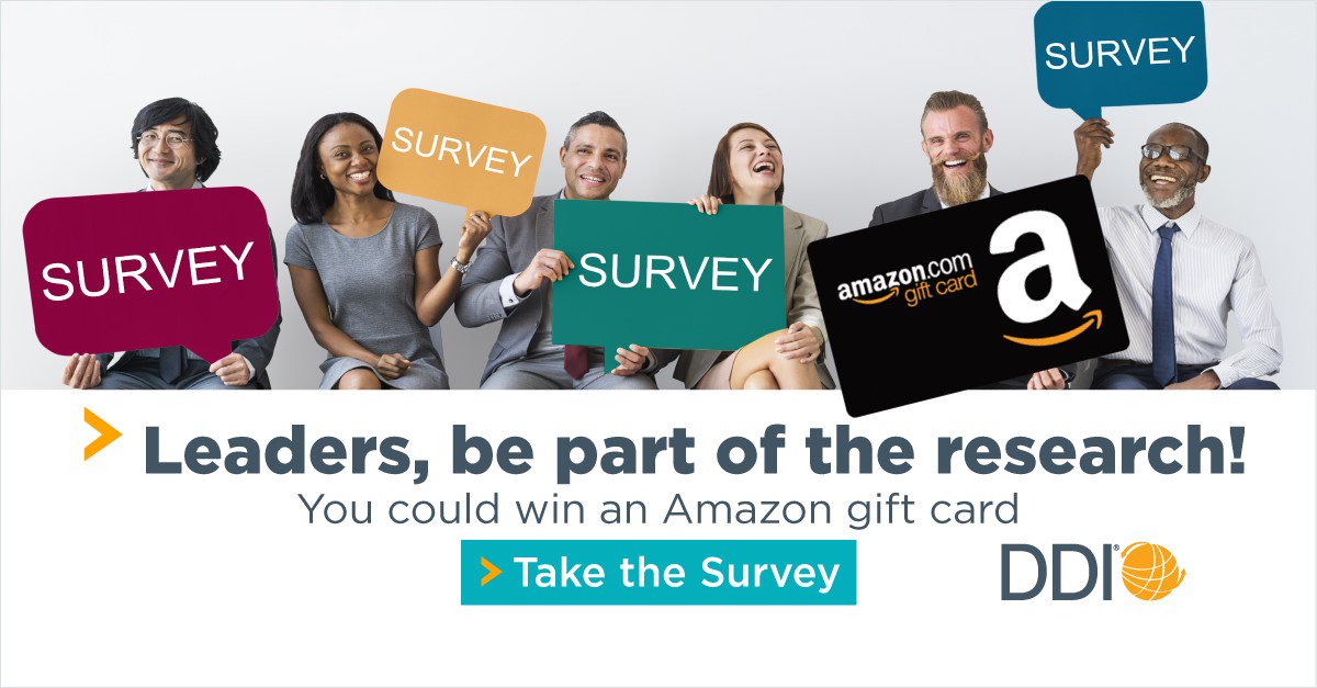 NickRazzette's tweet photo. Are you a #FrontlineLeader, an individual contributor, or higher-level leader? @DDIworld wants you to share your experience by taking the survey.
As a thank you for your time, you will be entered to win a $100 @Amazon gift card. 1 in 40 people will win! https://t.co/Ol3UIg1yfi https://t.co/Zyckp1zK7o