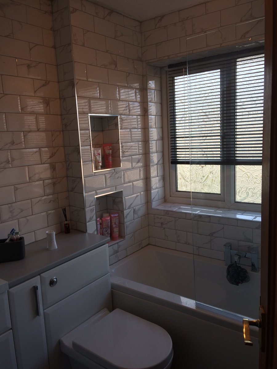 plumber_ian's tweet photo. New bathroom just finished in Royston 
Included moving bath and shower and building wall with shelf holes and full tiling walls and floor     One very happy customer   #newbathroom https://t.co/3vgZQqvWoZ