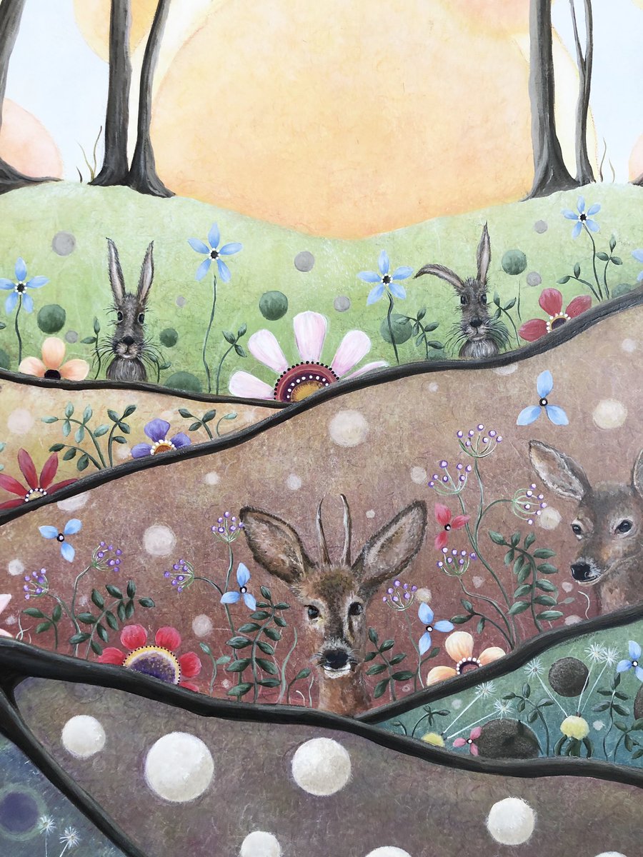Clip from my painting #forests #woodland #deers #acrylicpainting #Flowers