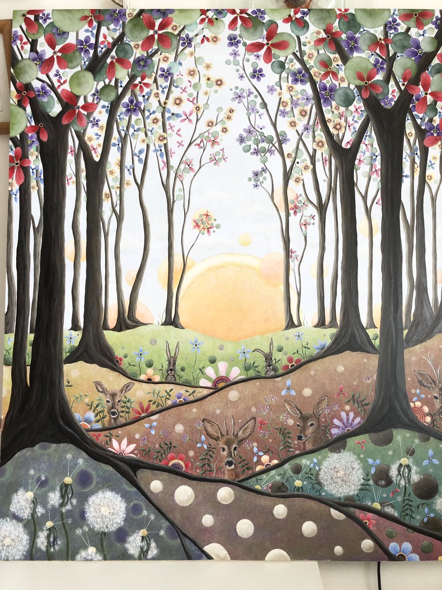 Just finished this #forest #deer #paintings #flowers