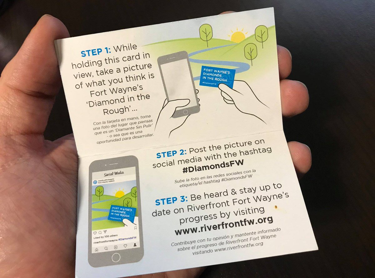 What do you think is #FortWayne’s Diamond in the Rough? Message us your mailing address and we will send you a #DiamondsFW card to post on your social media! RiverfrontFW.org