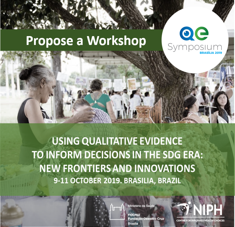 QeSymposium's tweet photo. What can we learn across sectors and settings on using #qualitativEvidence to inform policies? Share your knowledge with evidence users and scholars: propose a workshop at @Fiocruz_BSB 9-11 Oct #QESymposium #SDGs @minsaude @3ieNews @esocite @bireme @McMasterForum @IAIAnetwork https://t.co/Ey1YfBdpd2