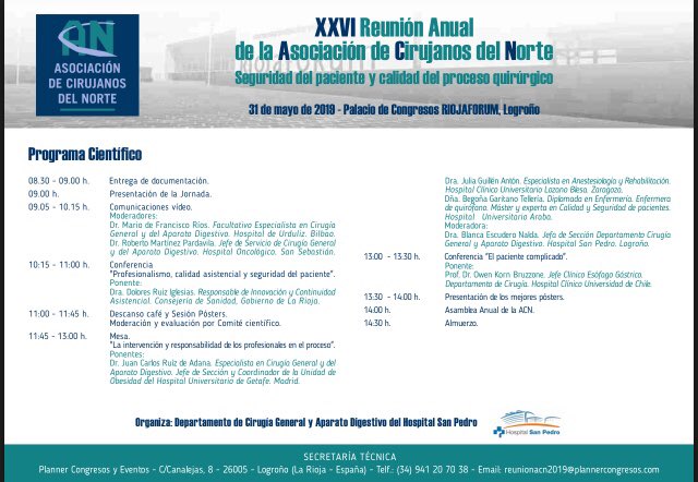 acirujanosn's tweet photo. Os presentamos el Programa de la Reunión del próximo 31 de Mayo. Mas información en https://t.co/dJe9yiRfes https://t.co/wsxAwul3AG
