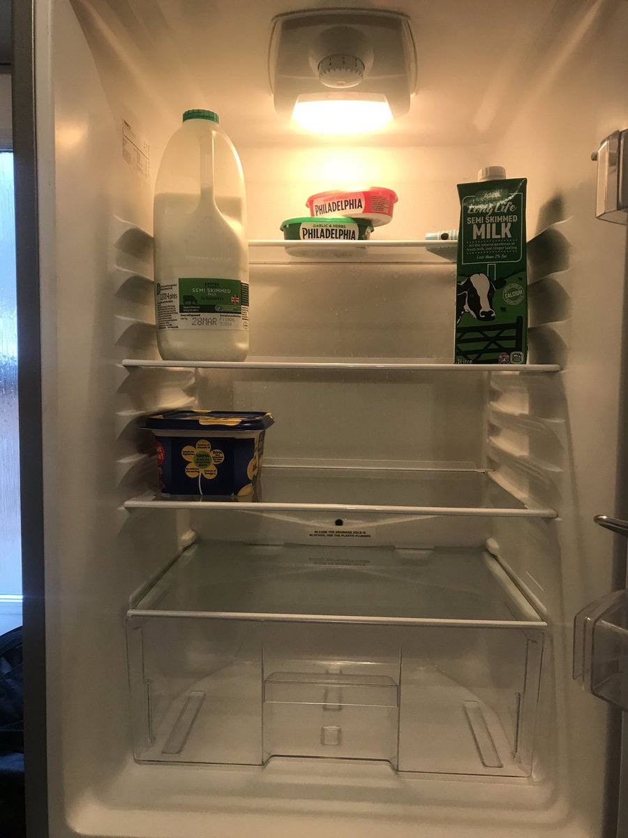 I have One sad looking fridge. #sadlookingfridge I think need to go food  shopping. #FoodForThought, image size:900x1200