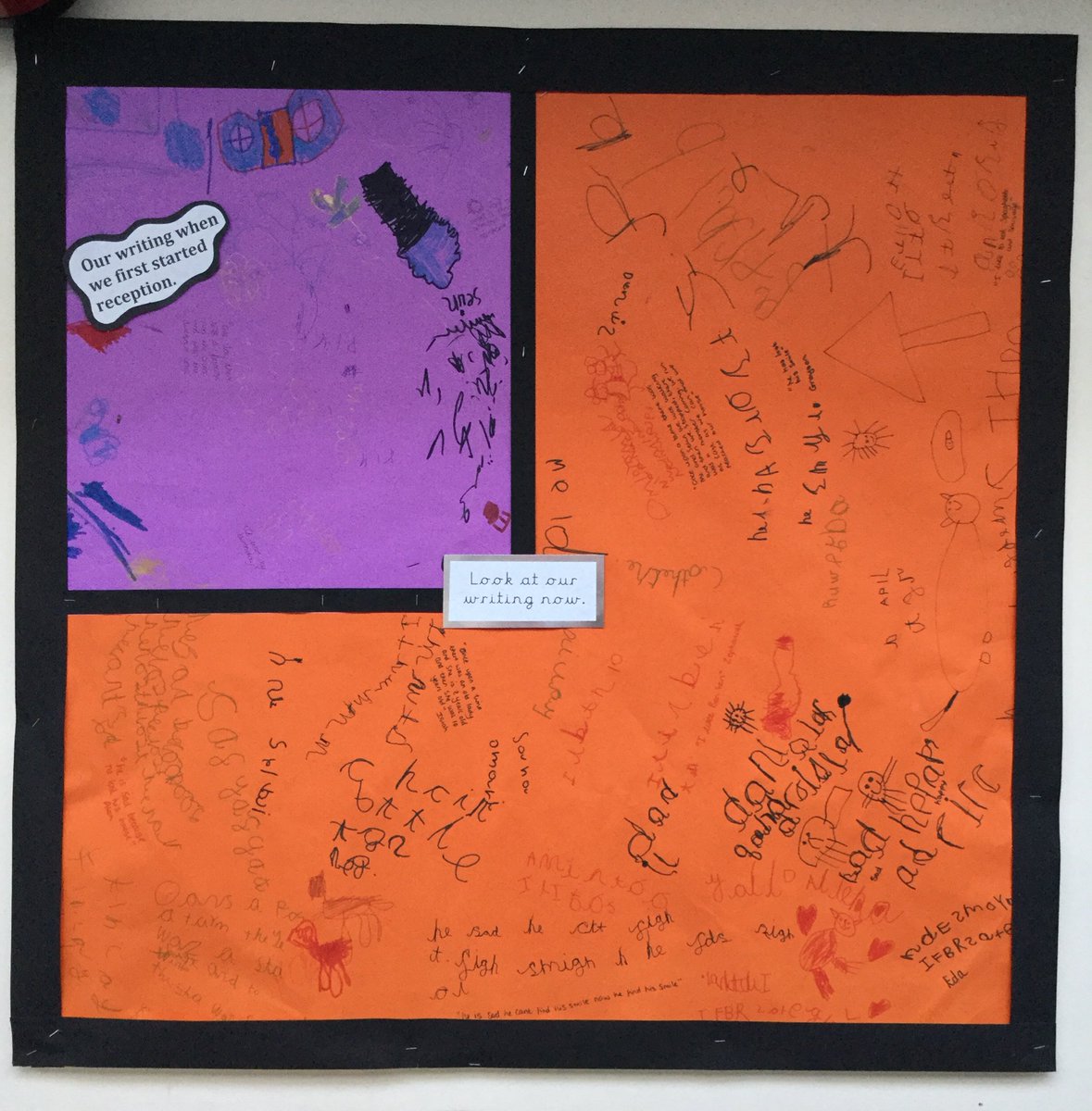 EPSMissMichael's tweet photo. I love our writing display. Look at the progress we have made since the beginning of the year 🤓😀@Eastfield_EN3 @ChristallaJ @kellyginge84 https://t.co/i2Q5piih7c