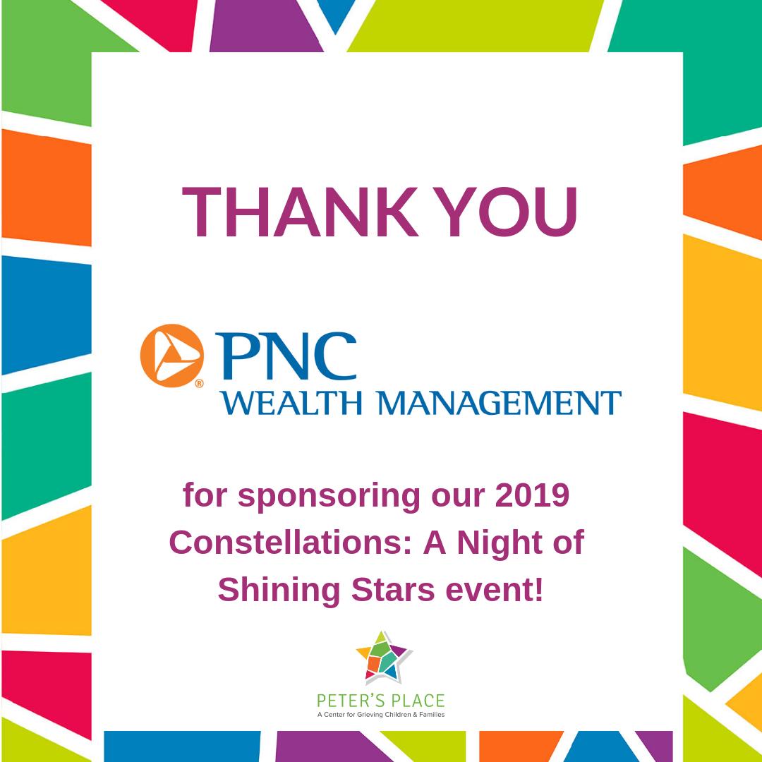 Thank you, @PNC Wealth Management for your contribution and your support in ensuring that all children and families are provided with safe and supportive environments to grieve. #MondaySpotlight #Constellations2019