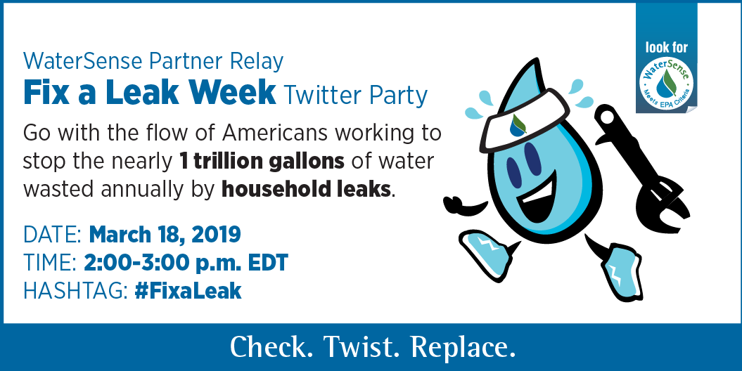 MiamiDadeWater's tweet photo. Welcome to the #FixAWeekLeak Twitter Relay! We're starting in the Eastern time zone with fellow tweeters from @citrusbocc, @TappyTurtle, @NorthGAWater, @AccWaterWarrior, @ATLWatershed, @IndianaOUCC, @DurhamWater, and @ConcordNHGS. Join us to learn how to #FixALeak! https://t.co/GVSbH0rAgR
