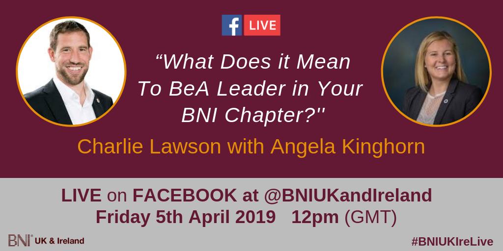 BNI_National's tweet photo. We'd love to hear your thoughts.
Join #BNIUKIire National Director @CH_Lawson &amp;  @BNIScotland   Executive Director  Angela Kinghorn as they lead the discussion in April's Facebook Live.
***N.B: the broadcast will take place on a Friday instead of a Tuesday***
Set a reminder. https://t.co/kqMBi1YhTh