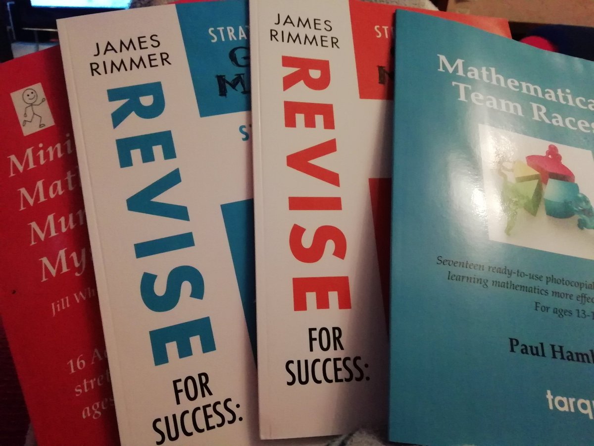 Rebecca_GraceJ's tweet photo. New resources after the #mathsconf18 last weekend. Can't wait to improve my students' retention and hopefully inspire some future mathematicians. #mathsteacher #GCSEMaths #mathsbooks #nqt https://t.co/ZdynJjTPtg