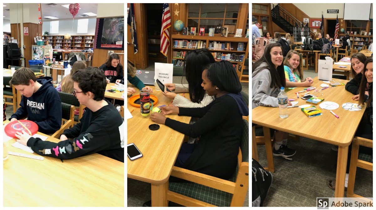 FreemanLibrary's tweet image. Pi Day Celebration continues in Mr. Given's geometry classes with different stations seeing the power of pi. @hcpslib @dsfapmey #mathandartmonth #creativethinker #collaboration