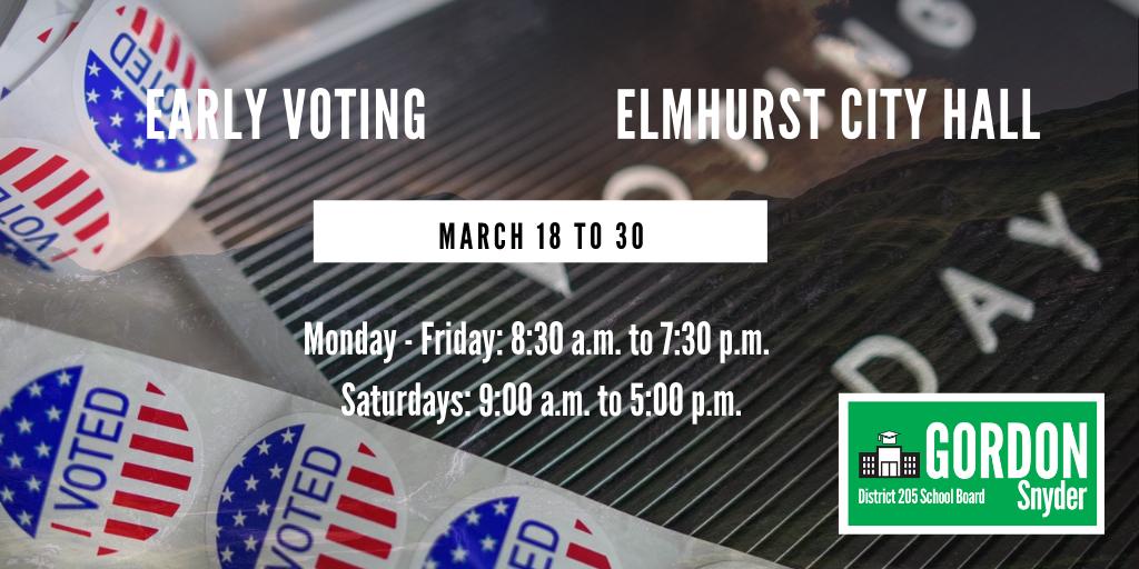 _gordon205's tweet photo. Early voting starts today through the end of the month at Elmhurst City Hall. https://t.co/vo8FKeyyll