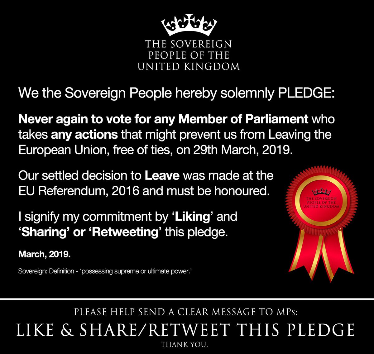 Please help send this clear message to Members of Parliament! - Like and Retweet! Thank you! #SovereignPeopleUK