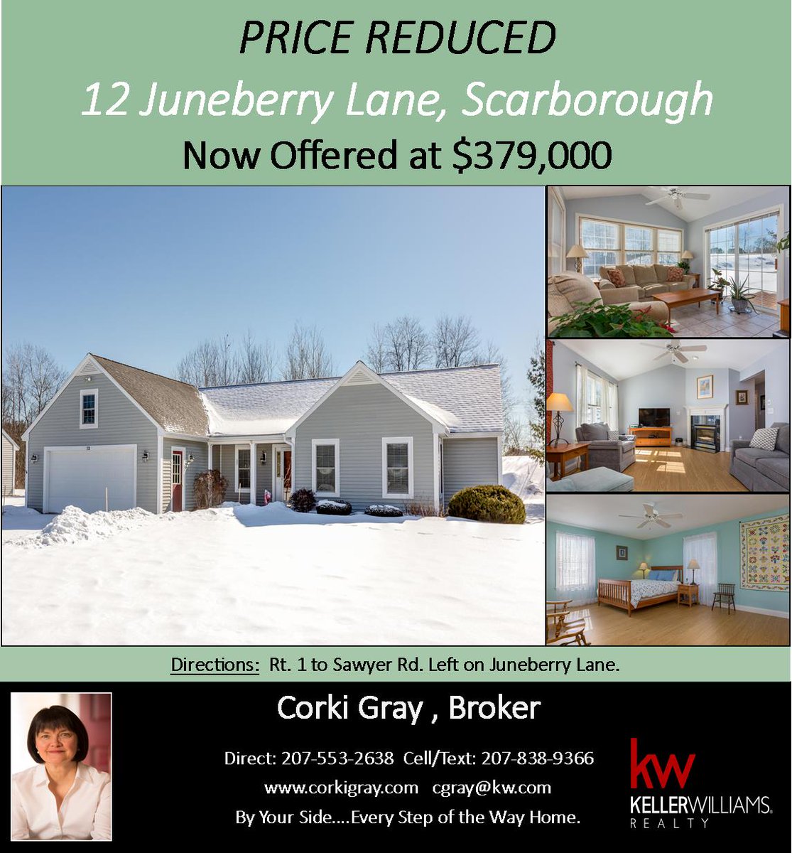 CorkiGray's tweet photo. Well cared for #Scarborough Ranch Just Reduced to $379,000! This amazing property offers a 2 car heated garage, master suite, 4 season sun room, gas fireplace + so much more! Low HOA fee https://t.co/k7iixkwlZ6

#scarboroughme #scarboroughmaine  #maine #realestate  #portlandme https://t.co/uag2H29Pra