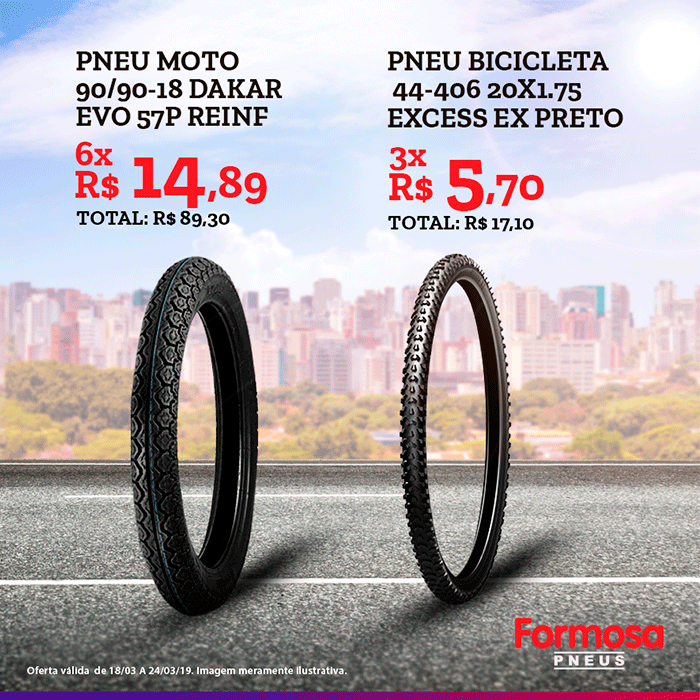 formosaoficial's tweet photo. O Formosa Pneus tá dando show de ofertas. Venha até a Unidade mais próxima e economize pra valer.
.
Ofertas válidas de 18/03 a 24/03/2019. https://t.co/Ss4IMfswkL