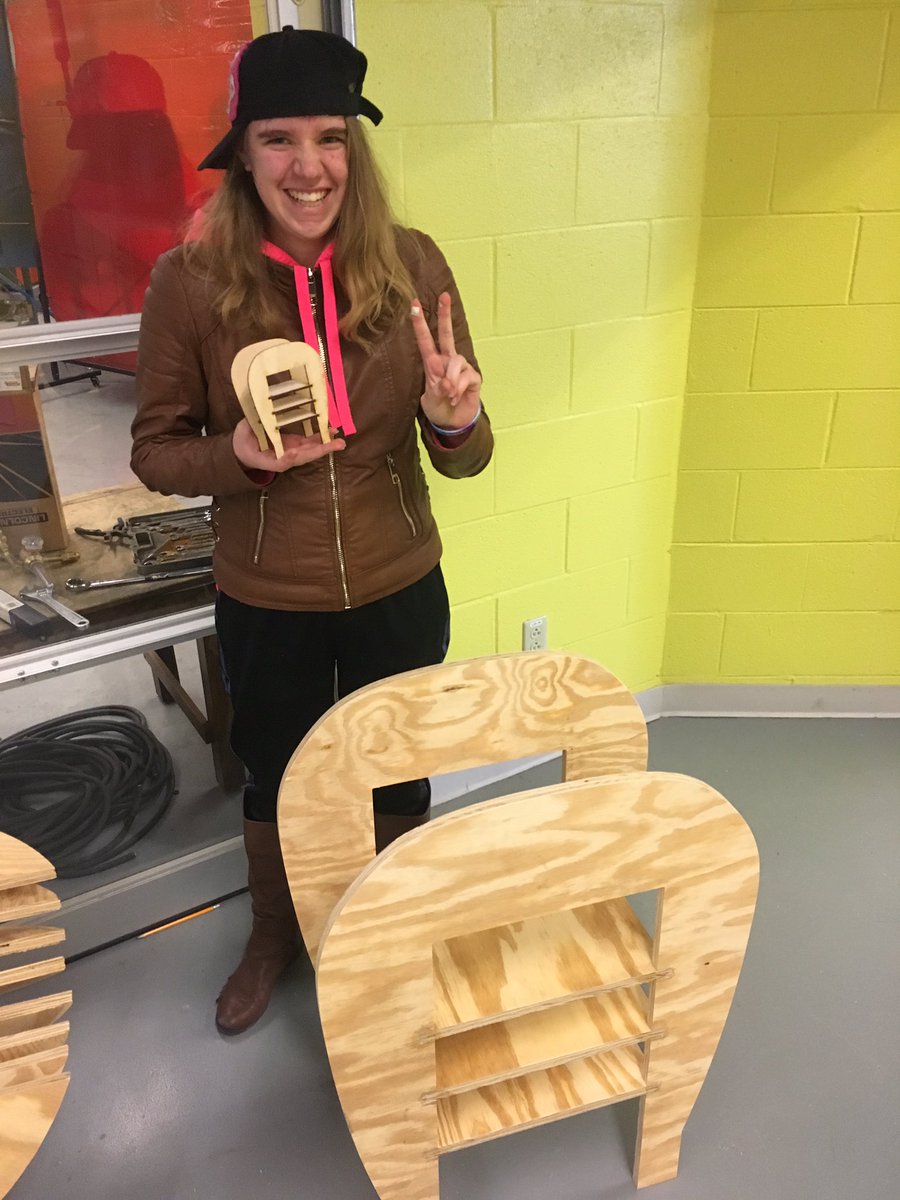 FabLabMECHS's tweet photo. Cont:From an idea to Inventor-prototype on cardboard/birch sheeting final product student furniture on cnc. @KenChaffin @MsRobSTEM  A_Wilms https://t.co/1a4JjRe4C2