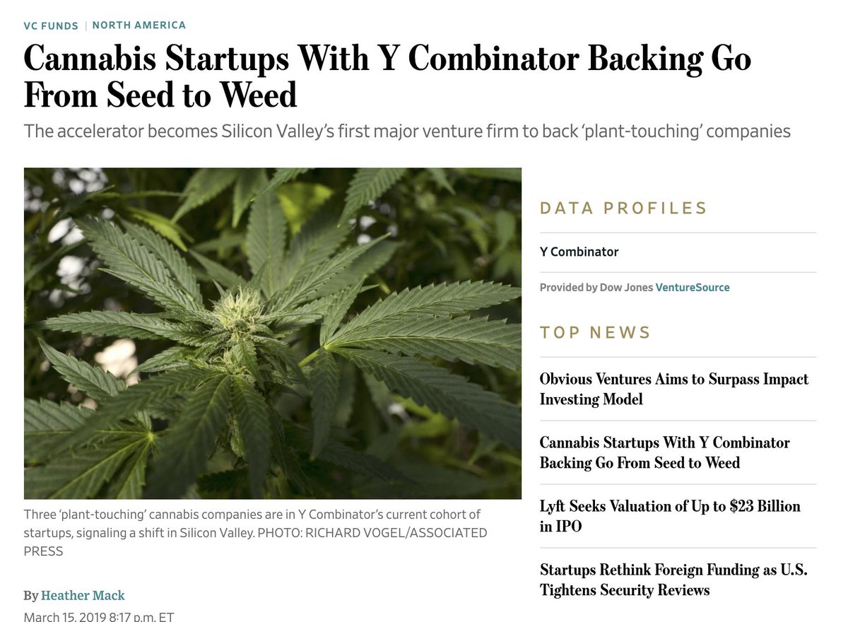 We're one of the first plant-touching cannabis companies attracting the interest of venture capitalists, read all about it in the <a href="/WSJ/">The Wall Street Journal</a> wsj.com/articles/canna…