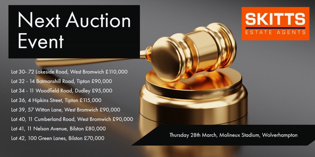 homesatSkitts's tweet photo. Looking for a bargain? Our next live Auction Event at the end of March!!
#auction #wolverhampton #westbromwich #bilston #dudley https://t.co/QK4bjSHHQk