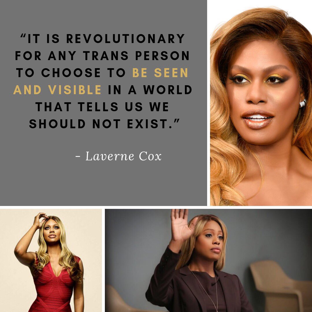cusagsrc's tweet image. Quote of the Week: Laverne Cox
“It is revolutionary for any trans person to choose to be seen and visible in a world that tells us we should not exist.” 
•
[image description] Laverne Cox in a red dress. Laverne raisin her hand for the Me Too movement. Laverne Cox profile shot.