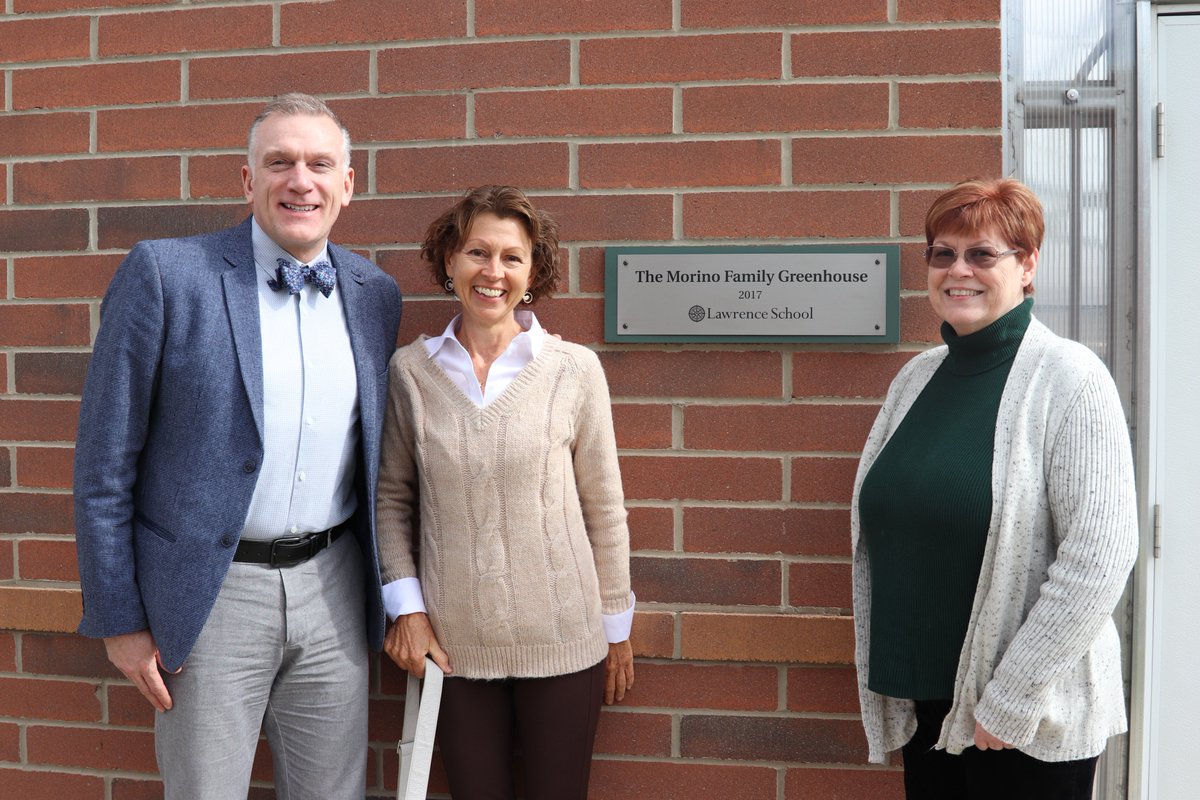 We were so pleased to host Lawrence Alumni parent Dana Morino in the Morino Family Greenhouse this morning at the Upper School campus - The greenhouse represents the fulfillment of her vision and passion for sustainability and will benefit countless Lawrence students to come!