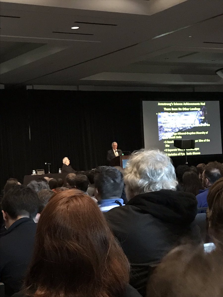 It’s not every day you get to attend a talk given by someone who walked on the moon! So awesome 👏🏻 #LPSC2019 #JackSchmitt #imightbeasfarawayfromhimasiamfromthemoonbutheyimstillintheroom