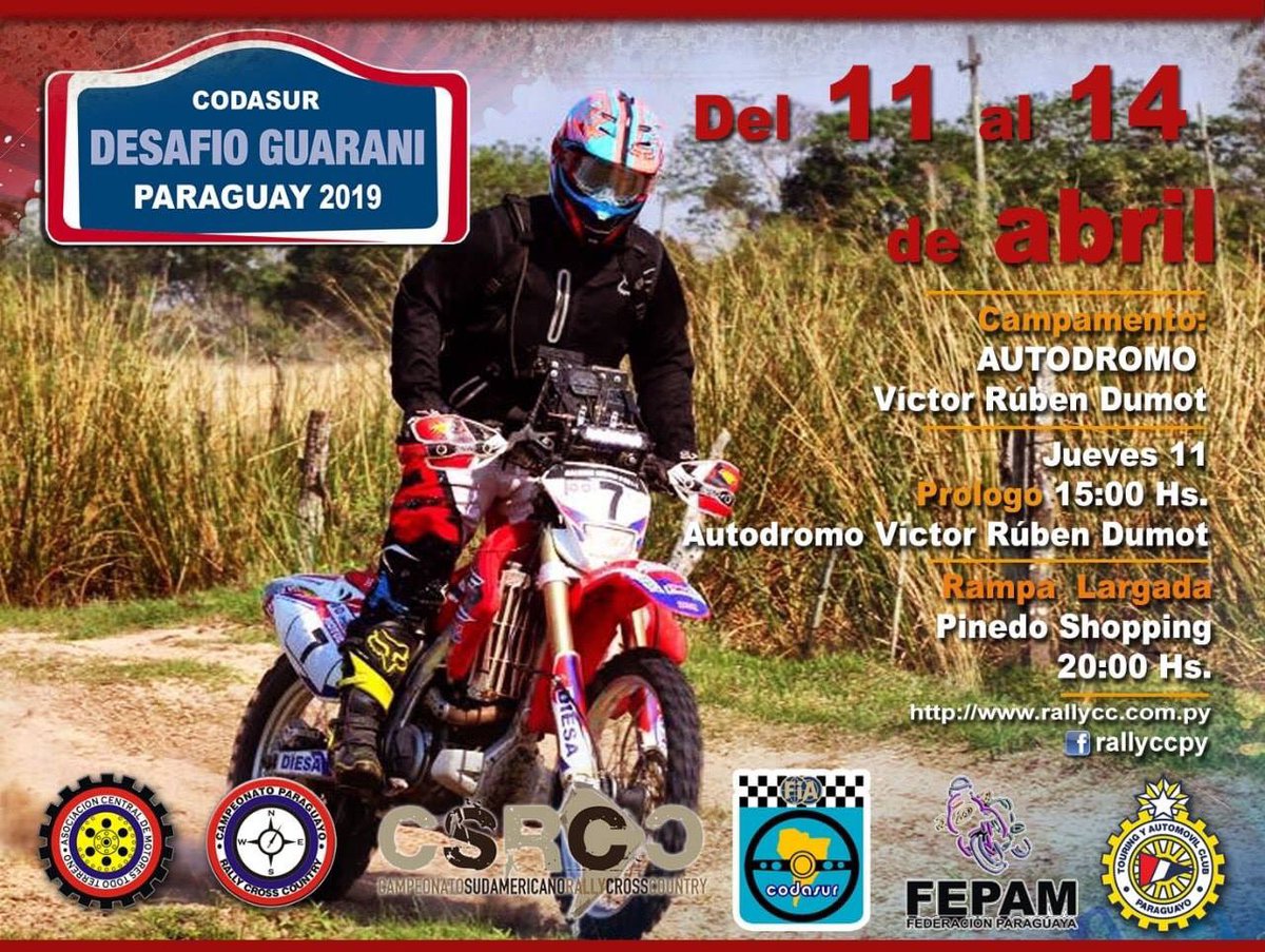 rallyccpy's tweet photo. El Piloto Galdino Rene Valdez vuelve a la Acción en el #CSRCC Desafío Guaraní 2019 en la categoria motos buscando llegar a lo mas alto del pedio, vos también podes ser parte de ella, enterate mas en https://t.co/wJn9GOzCz3 🏁🔜 https://t.co/uYaGpAS9w0