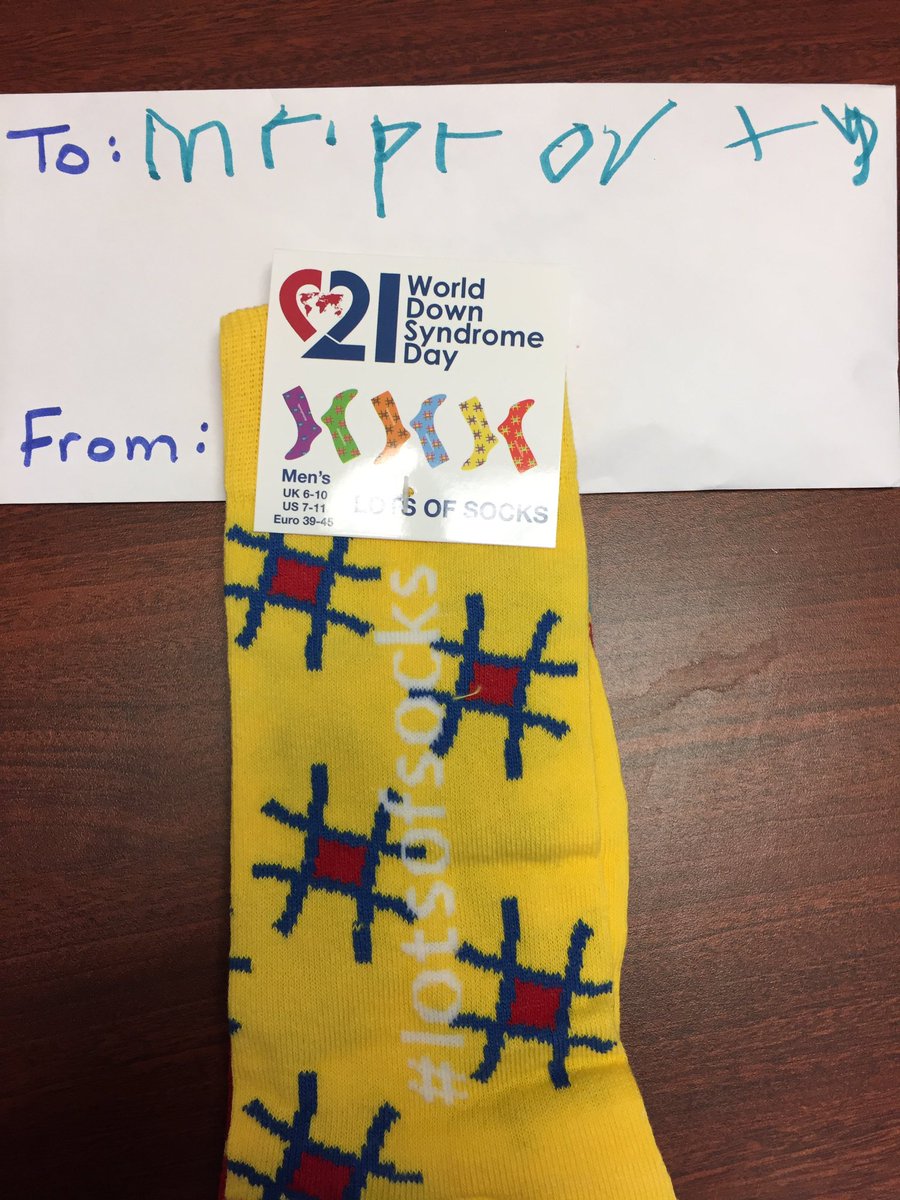 Look what I got!  A pair of socks from Connor for World Diwn Syndrome Day, Thursday March 21st! Show your socks off 🧦 🧦🧦🧦🧦
