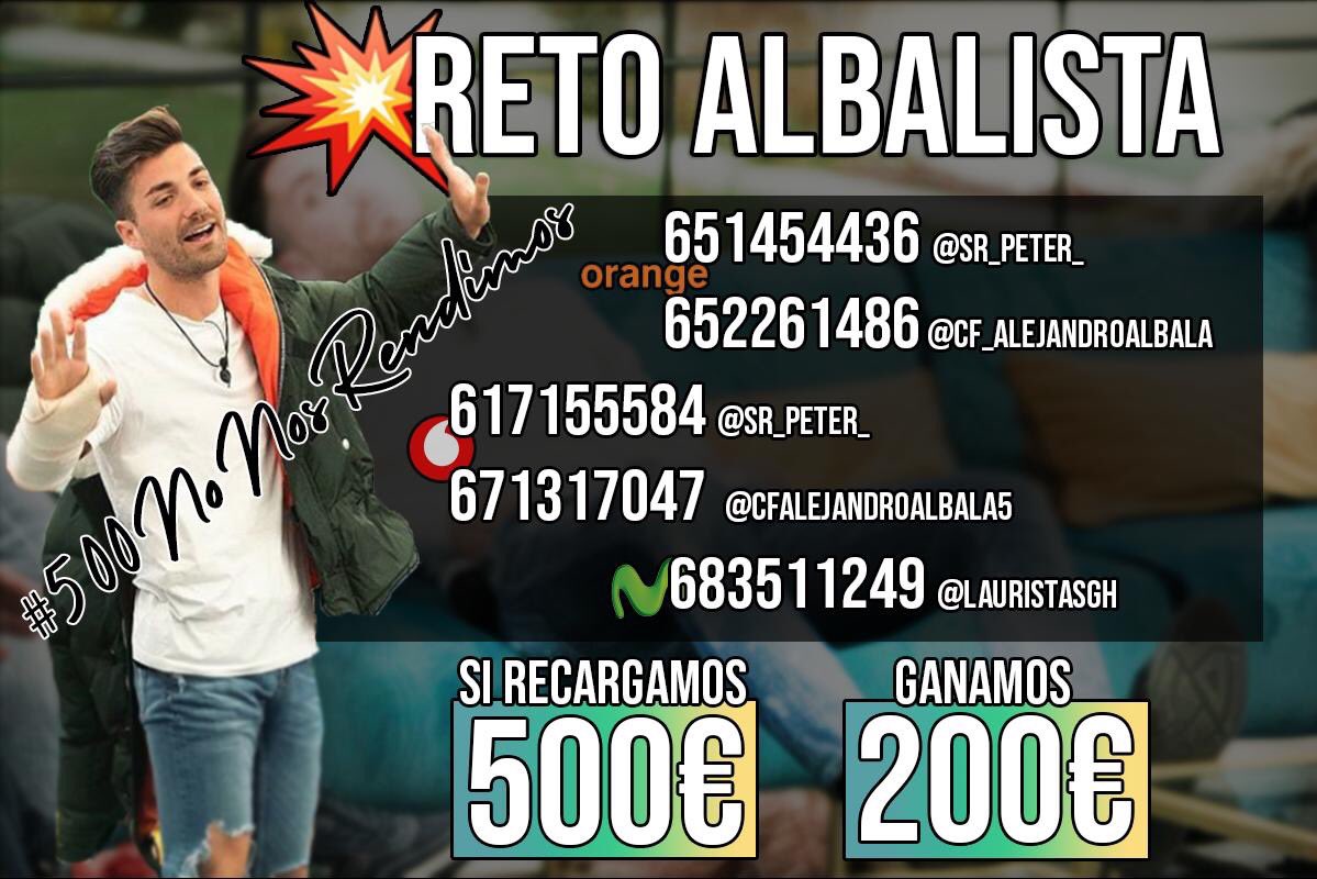 Sr_Peter_'s tweet photo. 💥 SEMANA DE AHORRO 💥
🗣 SI CONSEGUIMOS 500€ NOS RECARGAN 200€ EXTRAS.
⚠️ MUY IMPORTANTE QUE PREGUNTÉIS POR MD PARA QUE OS DEMOS UNA LÍNEA.
#GHDUO18M #500NoNosRendimos
#sofijandro #ghdividúo https://t.co/2pl4XWrvt5