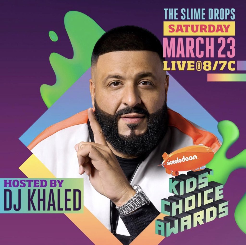 NickRadio's tweet photo. This week we’ve got @djkhaled as YOUR Nick Radio Guest DJ! Catch him all week long with the @iheartradio app and on https://t.co/6nnooJ2PFU Don’t forget to tune in and Don’t forget to tune in to the Nickelodeon Kids Choice Awards this Saturday on @nickelodeon https://t.co/pzYo0tTL3g