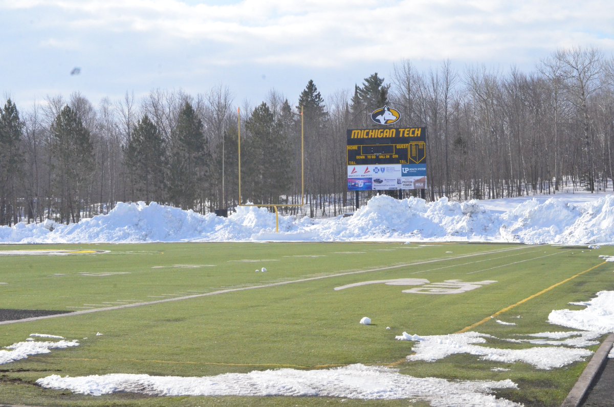 MTUHuskies's tweet image. Spring Practice for football and soccer begin this week! Sherman Field has been cleared of the snow and is ready to go. #FollowTheHuskies