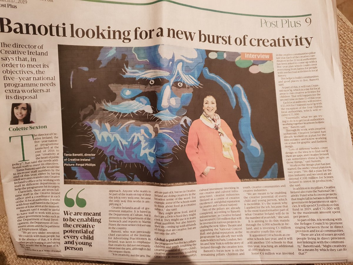 paulreiddublin's tweet photo. Well done @TBanotti. A good piece on the @creativeirl programme and the key role of the Local Authorities. Our experience in @Fingalcoco has been hugely positive in connecting with local communities. #culture #heritage #arts #communities https://t.co/dHKOtVpy7M