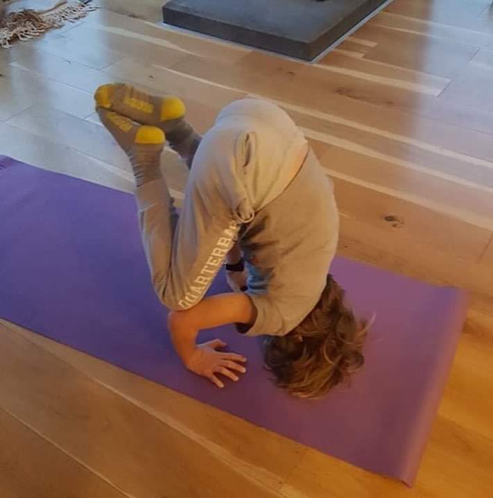 One of the boys from our kids yoga classes practicing his skills. Darragh has an impressive headstand after just two classes

 4 weeks left on the courses &amp; your child or teen is welcome to join us! 
Tuesday’s 
🌟5-8 years at 3.30pm
🌟9-12 years at 4.30pm
🌟Teens at 5.30pm