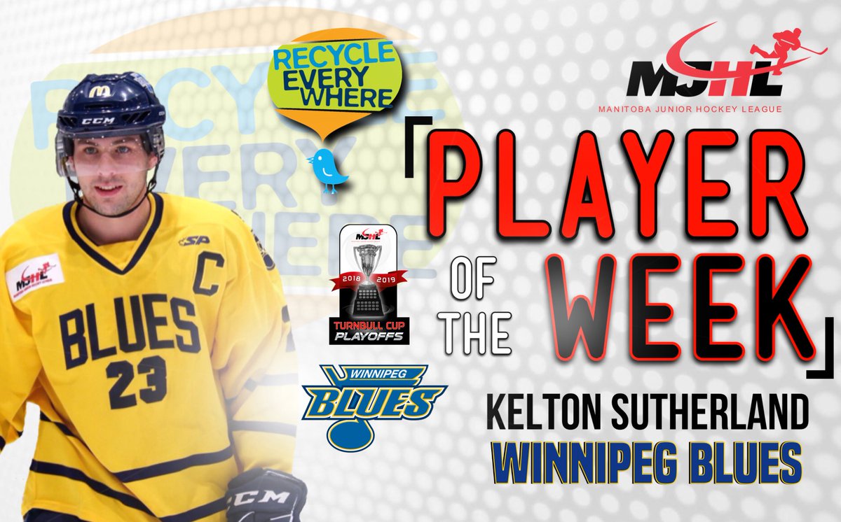 mjhlhockey's tweet photo. The @RecycleMB #MJHLPlayoff Player of the Week is @BluesWpg FWD Kelton Sutherland. 

3 GP | 2🚨| 3🍎

🔗 https://t.co/xTYvxwK9Nx https://t.co/N3u9exFANz