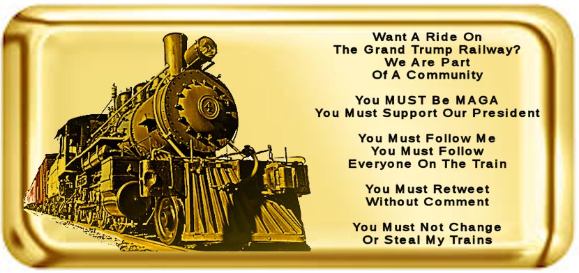 Grand Trump Railway - DM for Golden Ticket
@hoppinmama5
@GeanineC
@peppertrumper
@Dbargen
@JjRedWave1
@Godsgirl158
@BFISA
@hoppinmama5
@kevin_ponton
@Serremmy
@Fish_171
@Patti_Sc60
@AW95NJ
@justjessie226
@RNinMI
@rdrhwke
@TheSteveKon6
Follow All, Retweet
MAGA - We Are A Community