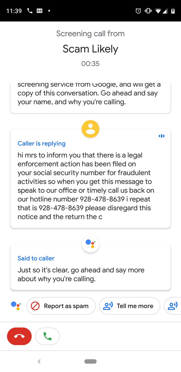 aswinatn's tweet image. I have been using #callscreening for a while. It is soo satisfying to see that it actually works!! #googleduplex #android #pixel3xl #Google
But since I use this service, the spammer bots assumes that I am picking up their call.. So I am getting more spam calls than usual 🤷‍♂️