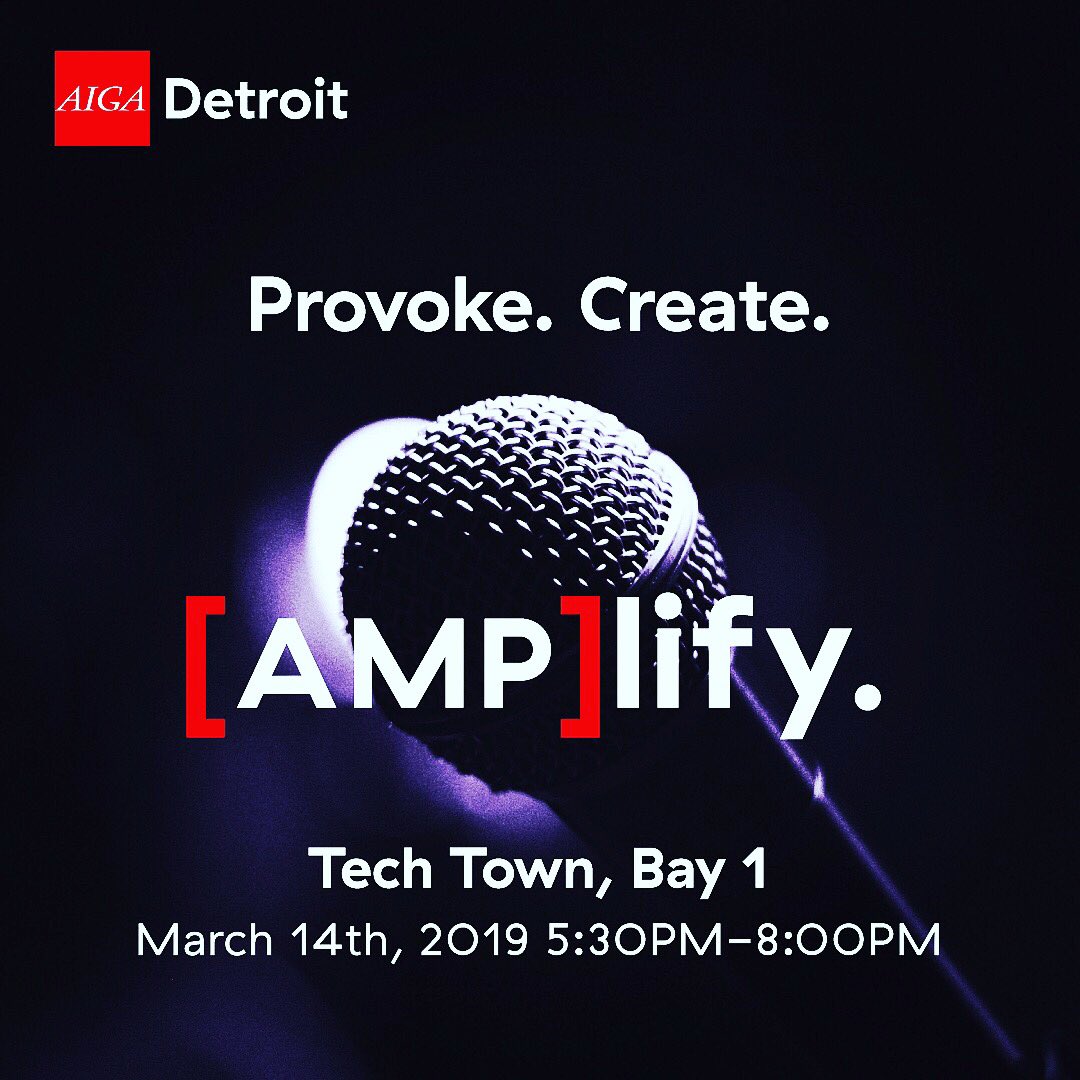 AIGADetroit's tweet photo. Provoke. Create. Amplify.
Session 1, Thursday 03.14.19 5:30pm @techtowndetroit in Bay 1
Amplifiers: #RoslynKaramoko
#ParkerMunyagwa #DeonMixon
#JavierReed #TonyWhlgn
03.14.19 5:30pm @techtowndetroit
$15/$20 at🚪https://t.co/90g0ONJWkI
#Business of #Detroit #Design
#AMPDet https://t.co/Y6J3p4TTY6