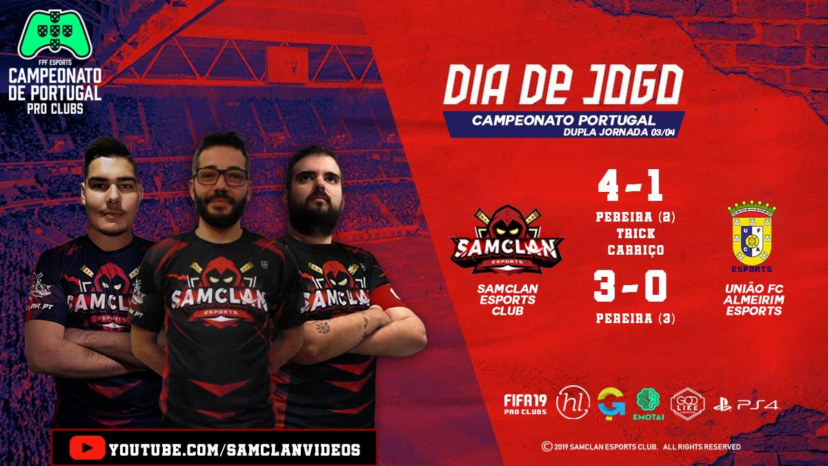 SAMCLANesports's tweet photo. 🏆🇵🇹 Campeonato de Portugal Serie 2 - @FPFeSports
Almeirim esports 0-3 #SAMCLAN ✅
⚽️⚽️⚽️ Pereira
#SAMCLAN 4-1 Almeirim esports ✅
⚽️⚽️ Pereira
⚽️ Carriço
⚽️ Trick
#SOMOSSAM #FIFA19 #SAMUAE
🖤❤️ https://t.co/zn6uU4EvuQ