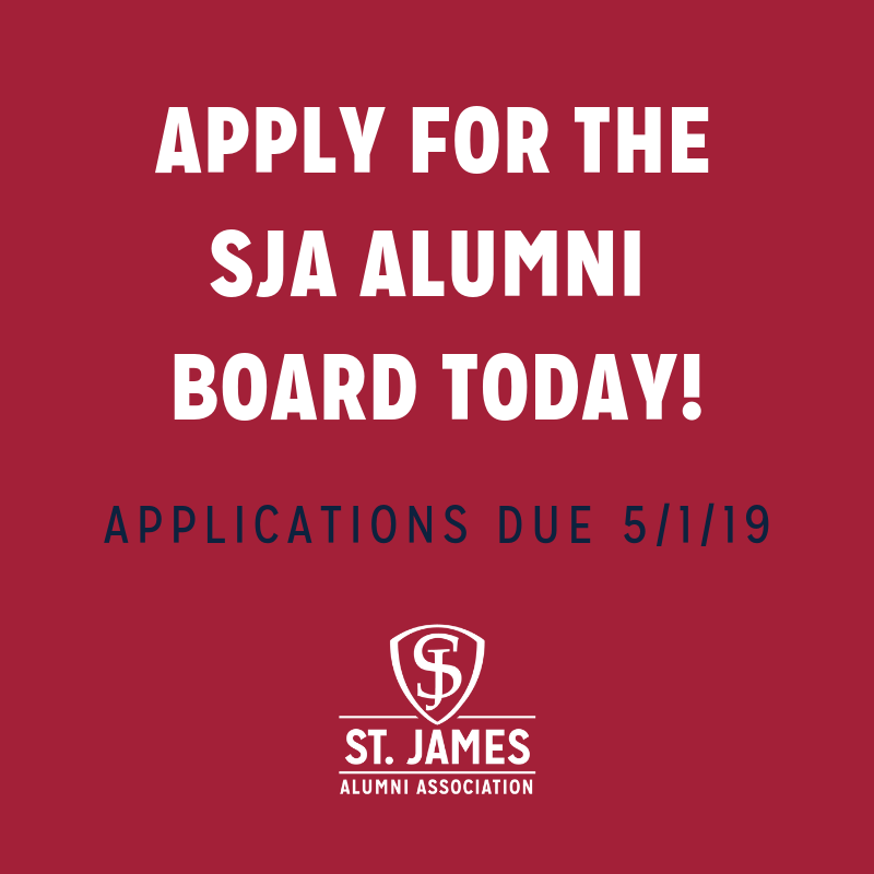 SJA_Alum's tweet photo. We are looking for new board members for our 2019-2021 term, beginning this summer!  Apply here: https://t.co/NxE71C6zkV https://t.co/RvdyOSiNce