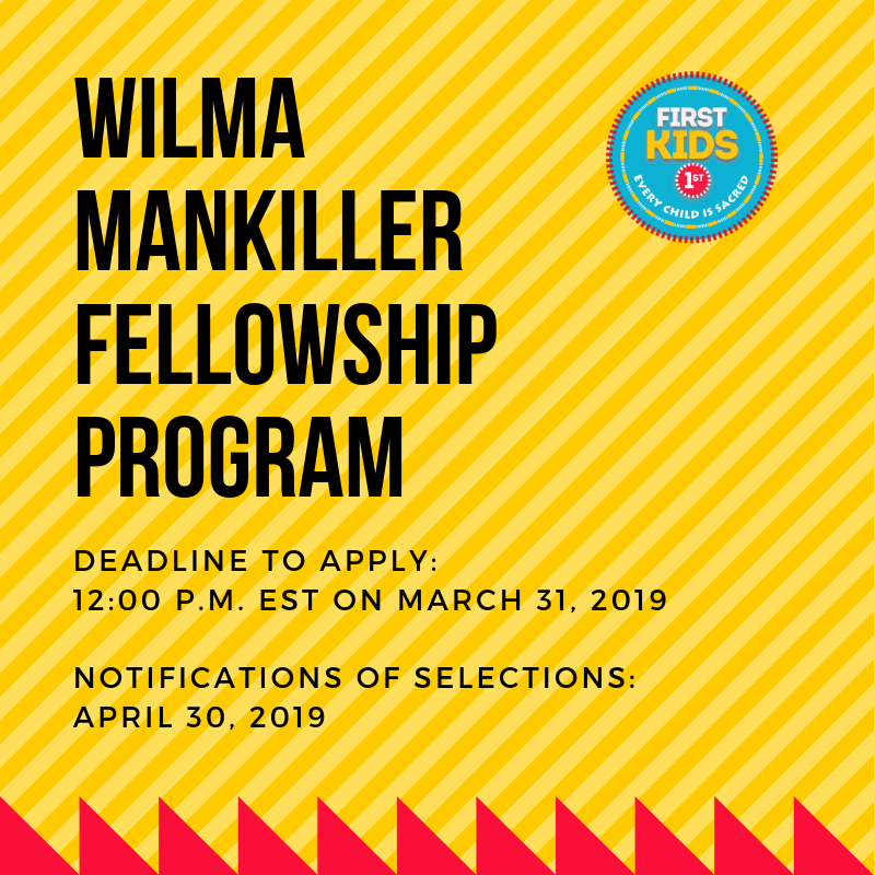 FirstKids1st's tweet photo. The @NCAI1944 Wilma Mankiller Fellowship Program for Tribal Policy and Governance is now open. The deadline to apply is 12:00 pm EST on March 31, 2019. To learn more and to apply follow the link: https://t.co/s1DHWJkwm7
#FK1st #PuttingFirstKids1st #ncai #niea #nihb #nicwa https://t.co/LJ2Rgov4Hj
